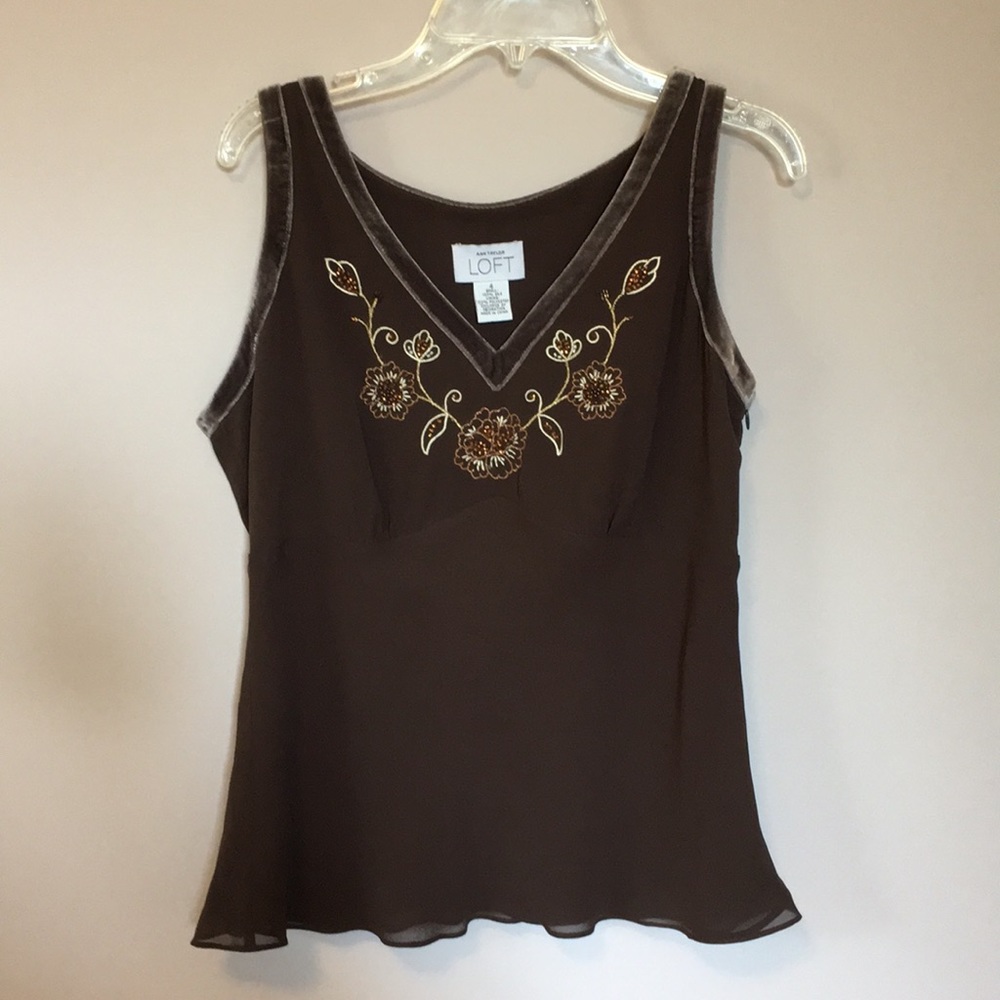 Loft Ann Taylor silk embroidered top